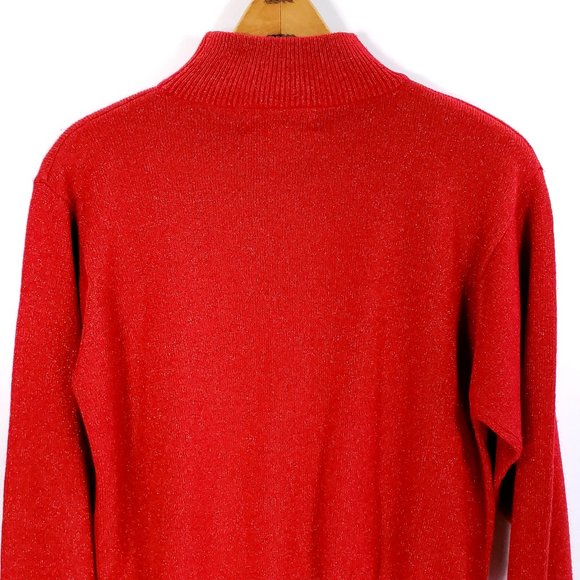 Vtg Milano Design Group Sweater Women's Large Red Sparkle Pullover Holiday Vibe - Picture 4 of 6